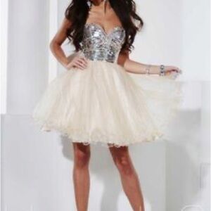 Hannah S Strapless Dress Vintage Prom Mini Dress Sequins Dazzling Tulle Skirt